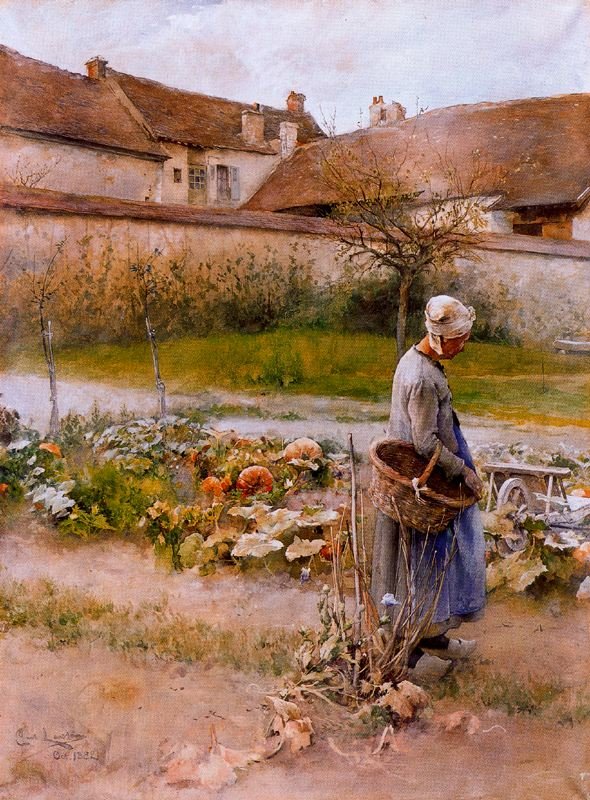 Kobieta w ogrodzie autorstwa Carl Larsson