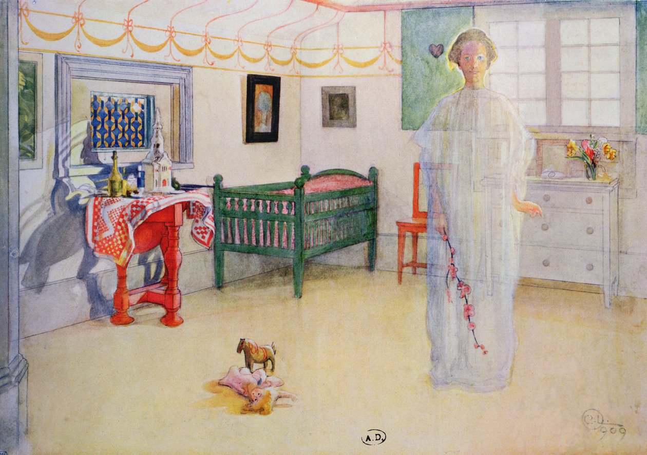 Ilustracja przedstawiająca ducha lub anioła, z „En Plein Soleil”, 1910 autorstwa Carl Larsson