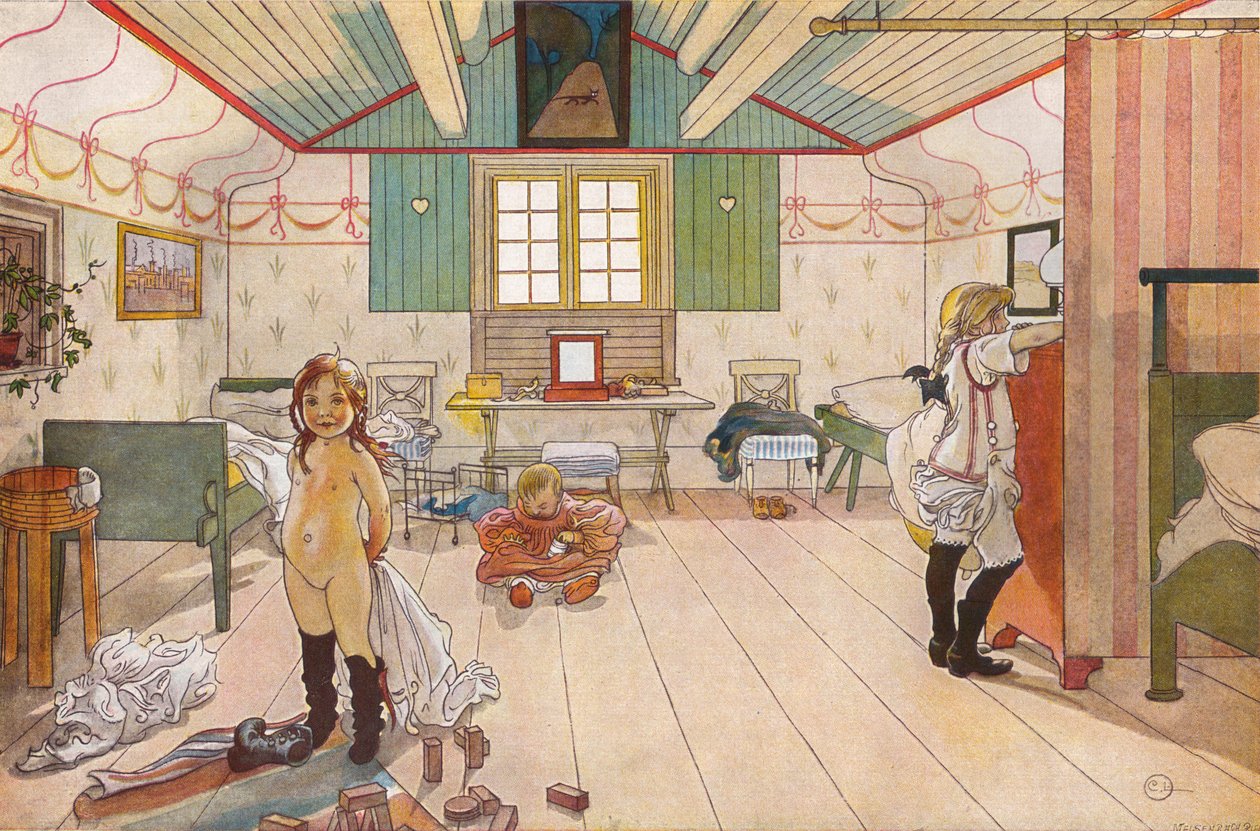 W sypialni małych dziewczynek autorstwa Carl Larsson