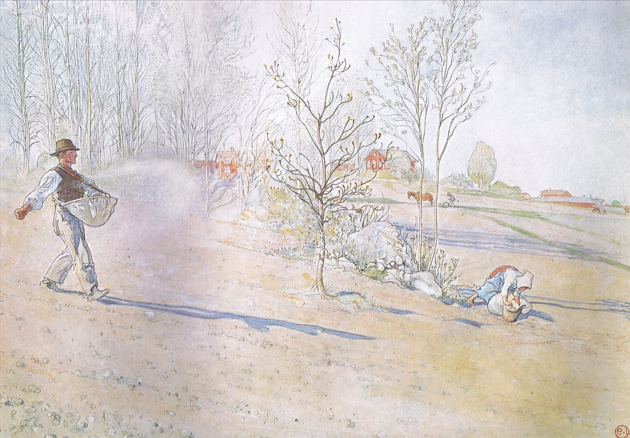 Johan nosił płatki owsiane w dużej otwartej torbie zapinanej na paski autorstwa Carl Larsson