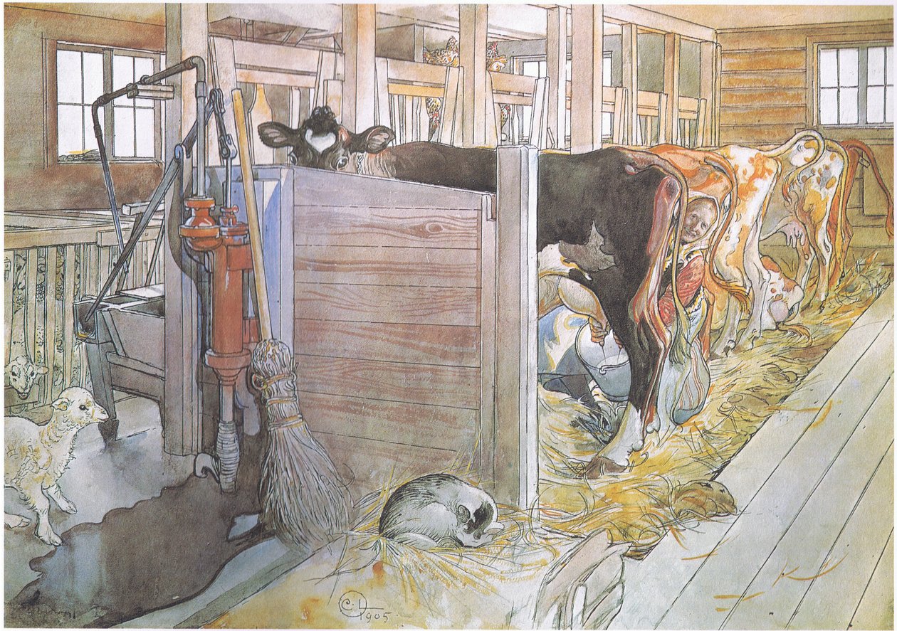 Johana doi krowy autorstwa Carl Larsson