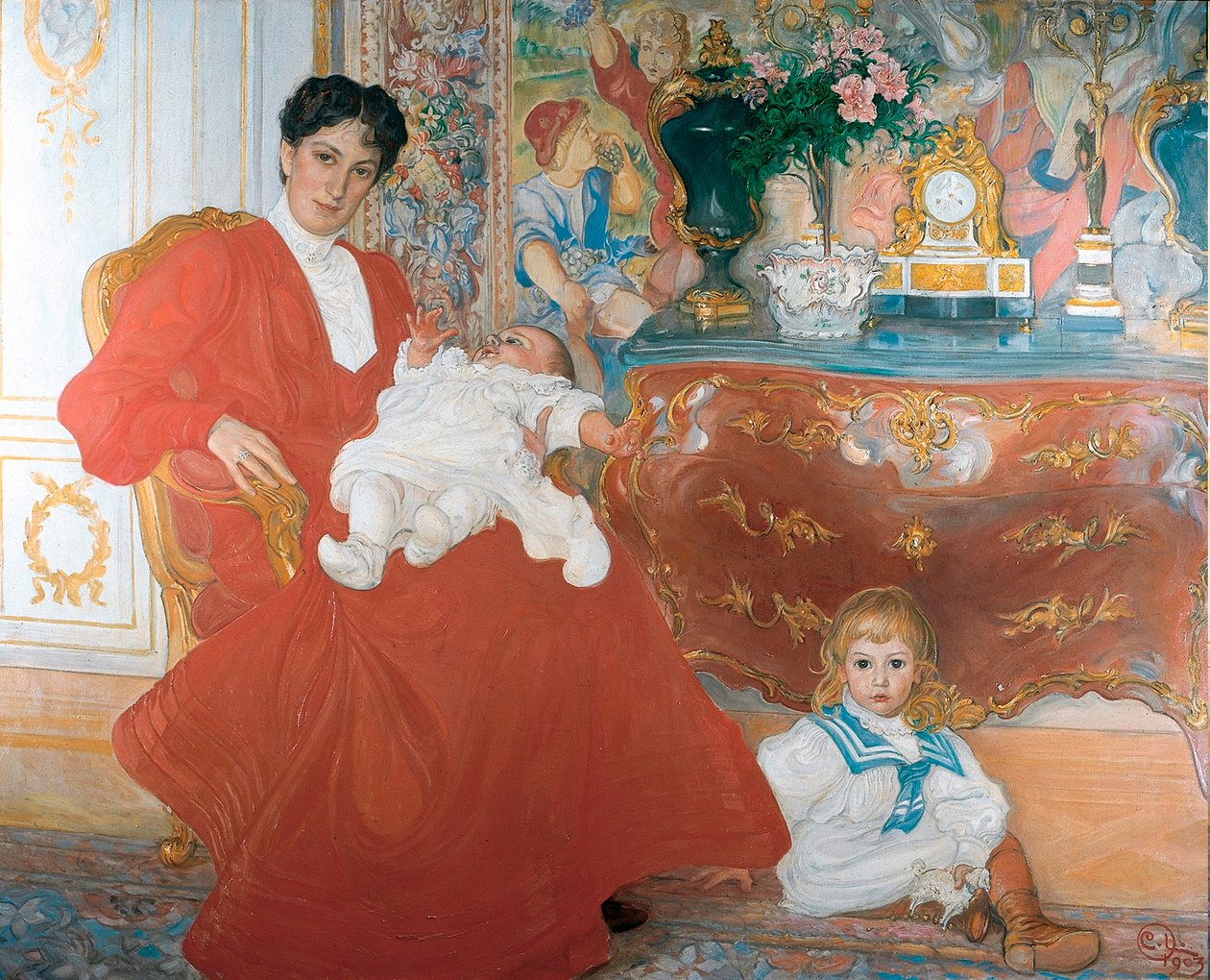 Pani Dora Lamm i jej dwóch najstarszych synów autorstwa Carl Larsson