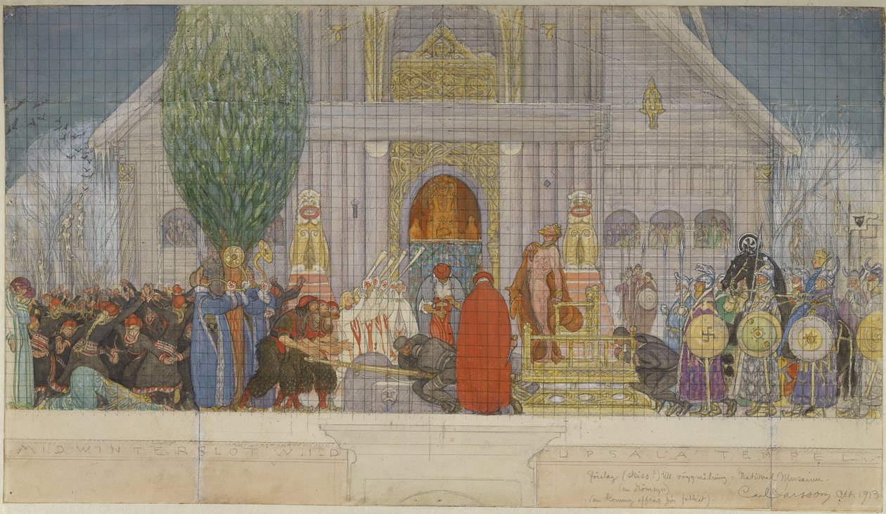 Szkic przygotowawczy do Ofiary w środku zimy autorstwa Carl Larsson