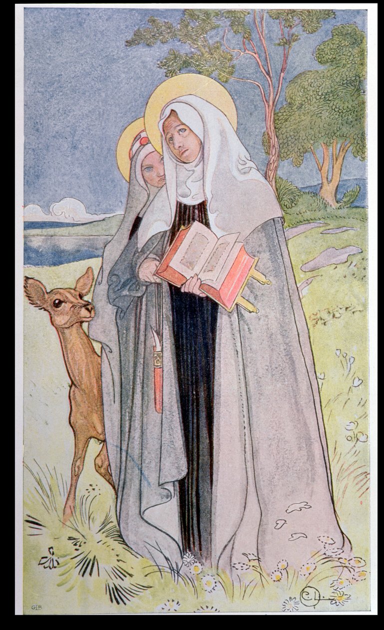 Św. Brygida Szwedzka (ok. 1302-73) ilustracja z książki o słynnych szwedzkich kobietach, 1900 autorstwa Carl Larsson