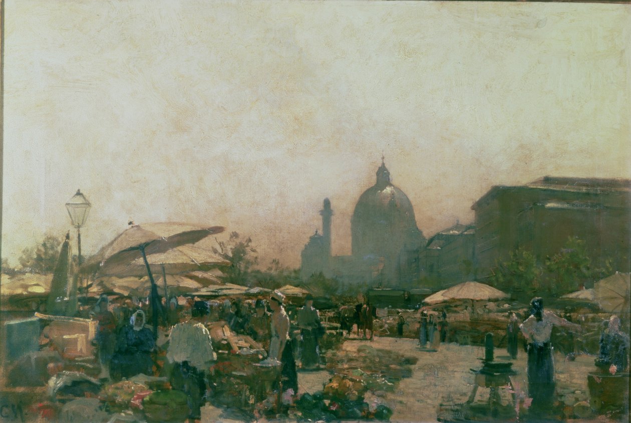 Rynek z kościołem św. Karola w oddali, Wiedeń, ok. 1894 r. autorstwa Carl Moll