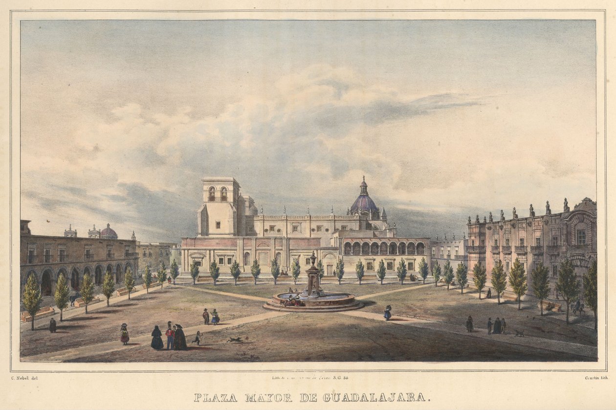 Rynek Główny w Guadalajara autorstwa Carl Nebel