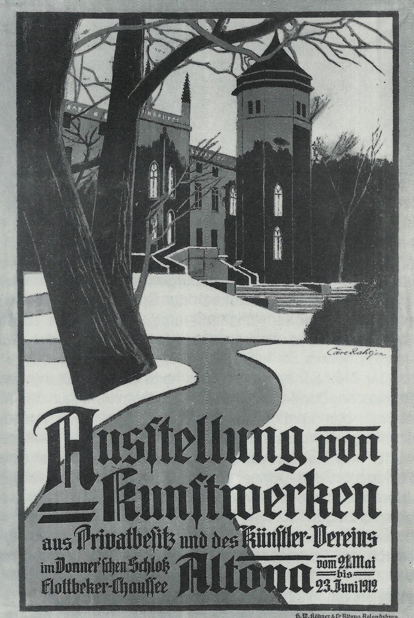 Czarno-biała ilustracja plakatu wystawowego autorstwa Carl Rathjen
