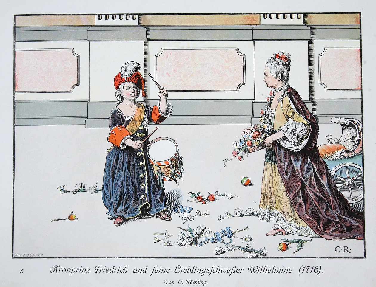 Książę koronny Fryderyk i jego ulubiona siostra Wilhelmina, 1716 autorstwa Carl Röchling