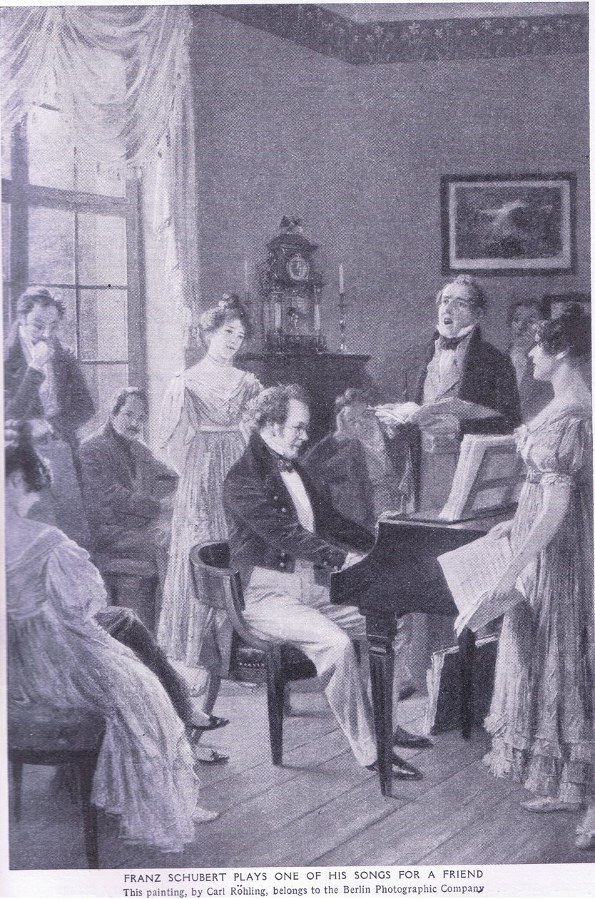 Schubert gra piosenkę dla przyjaciela autorstwa Carl Rohling