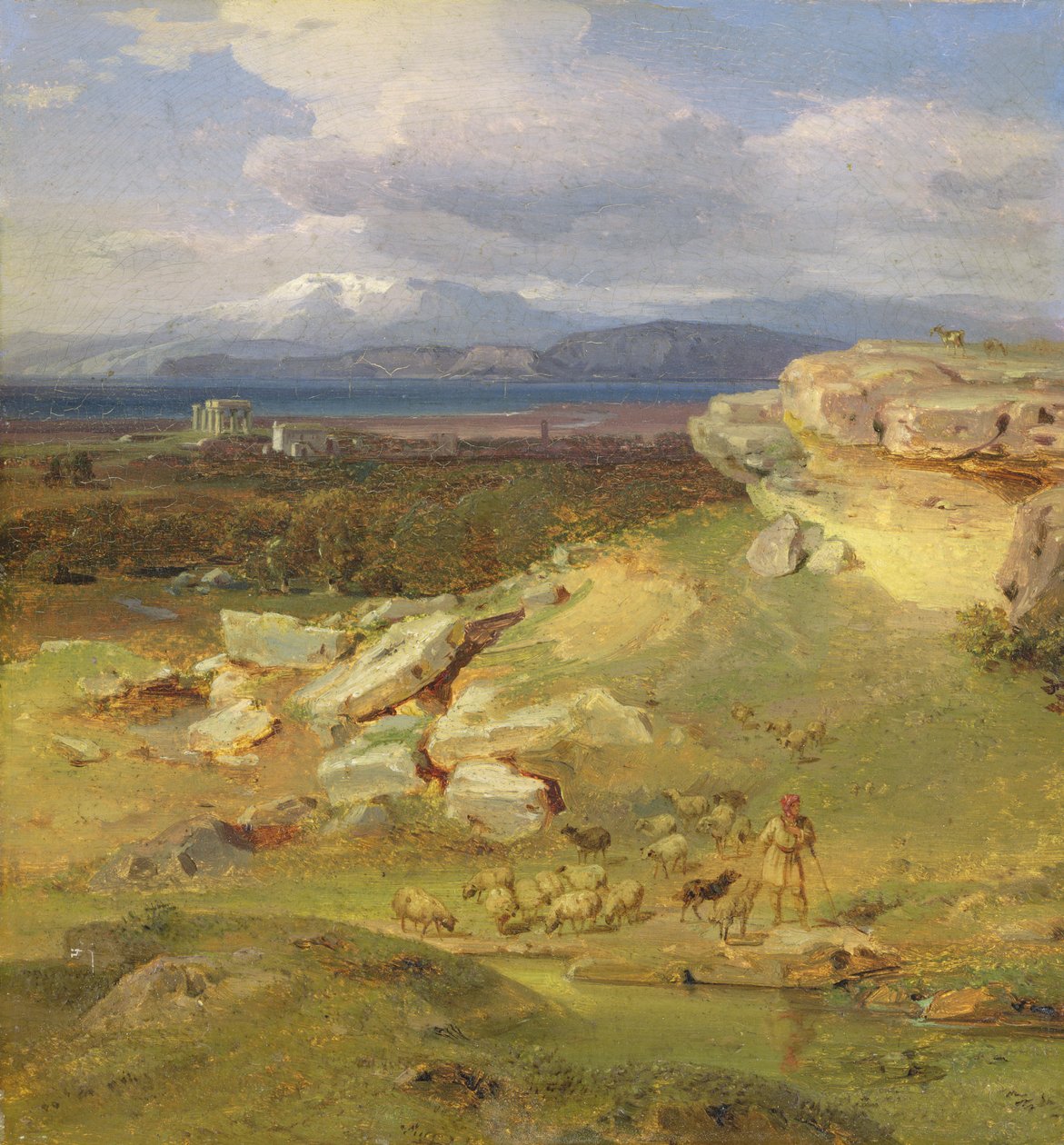 Krajobraz koło Koryntu, ok. 1835 (olej na papierze na płótnie) autorstwa Carl Rottmann