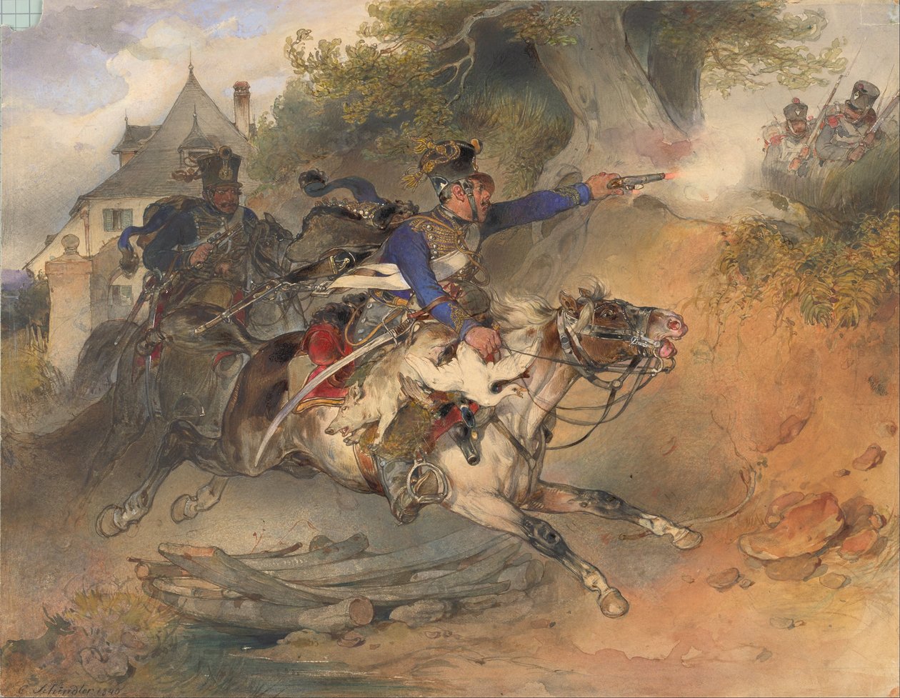 Huzar Żerujący, 1840 autorstwa Carl Schindler