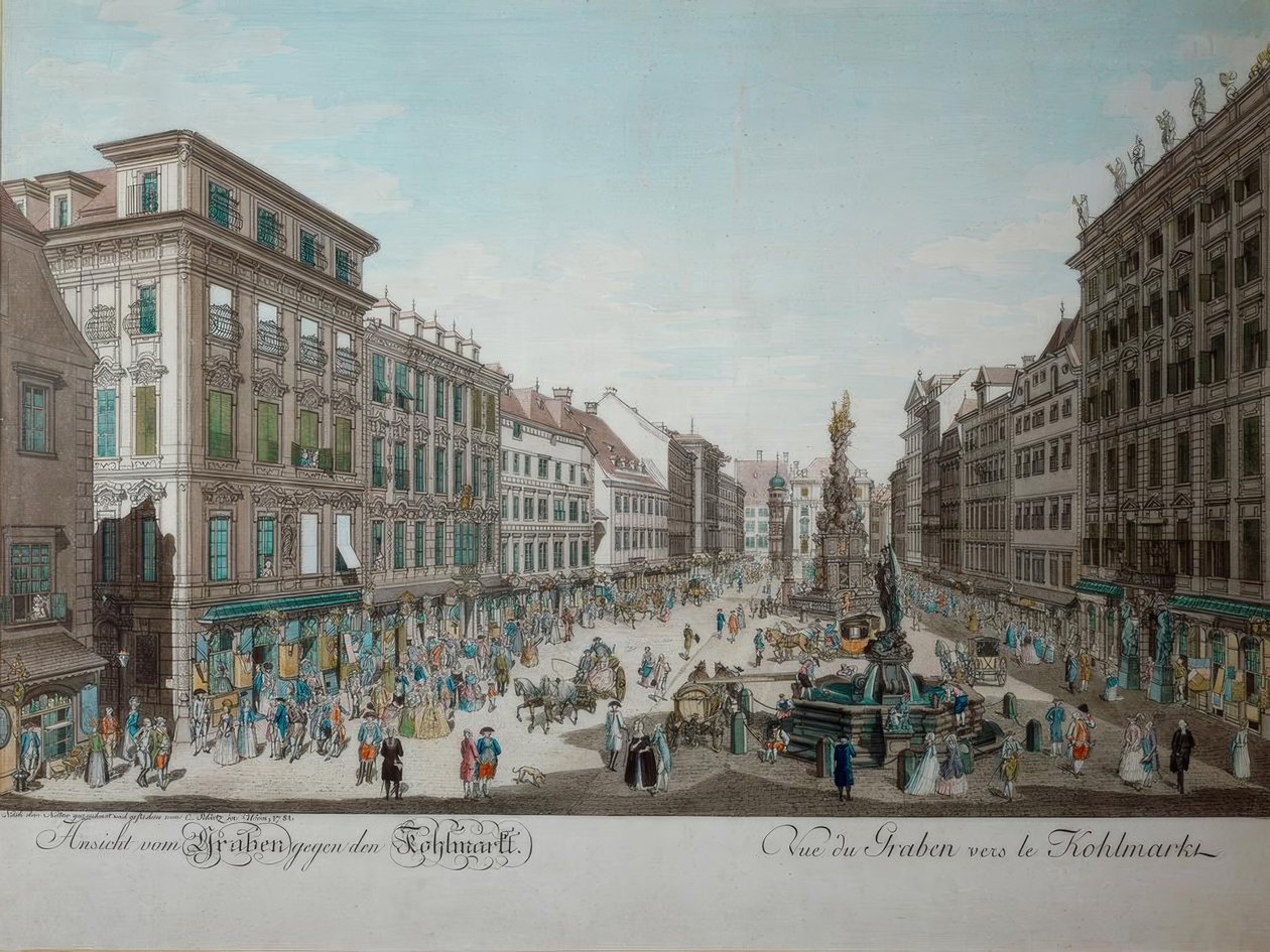 Widok z Graben w kierunku Kohlmarkt autorstwa Carl Schütz