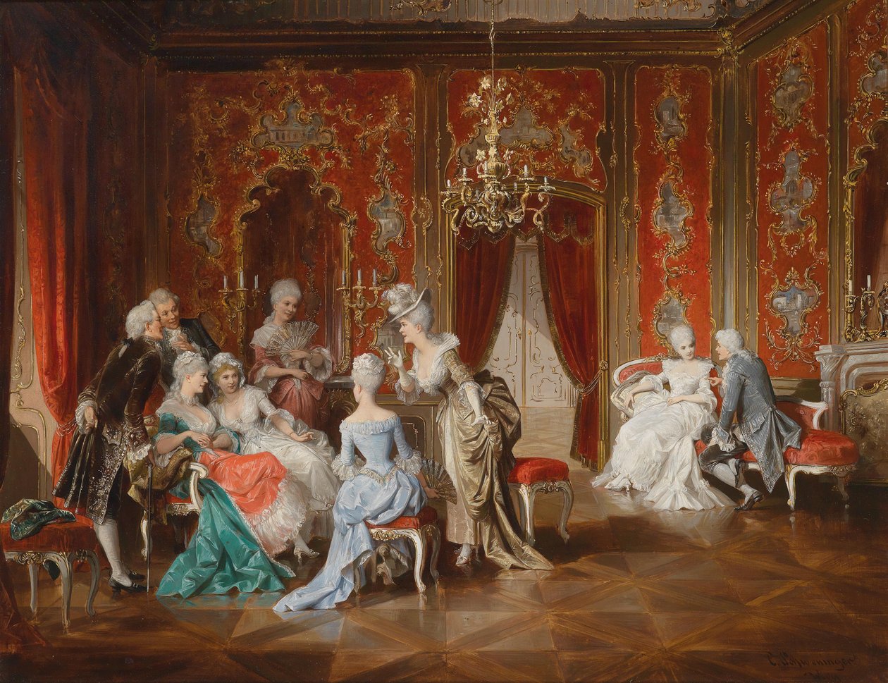 Plotki w salonie autorstwa Carl Schweninger jr.