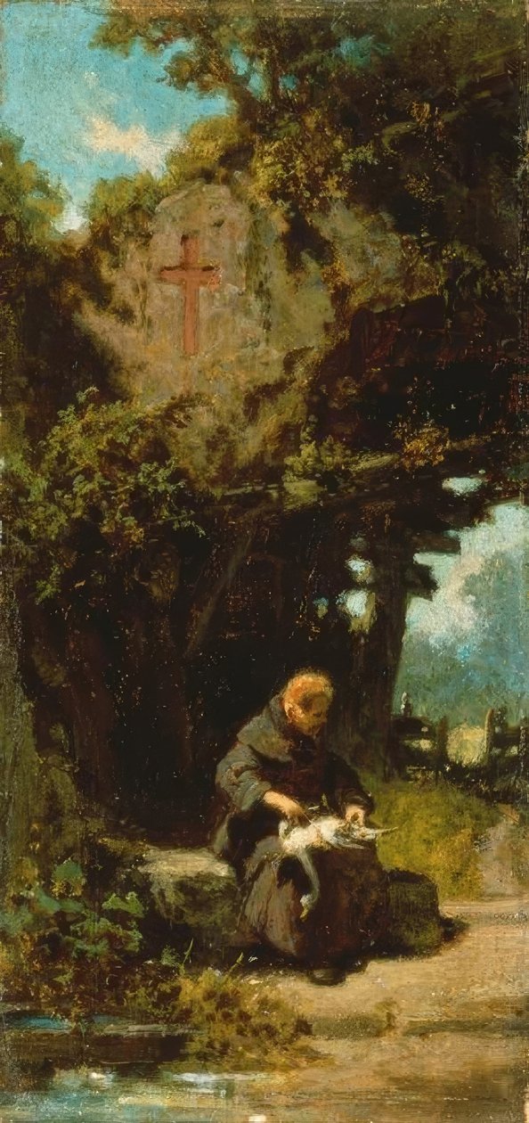 Pustelnik wyrywający gęsi autorstwa Carl Spitzweg