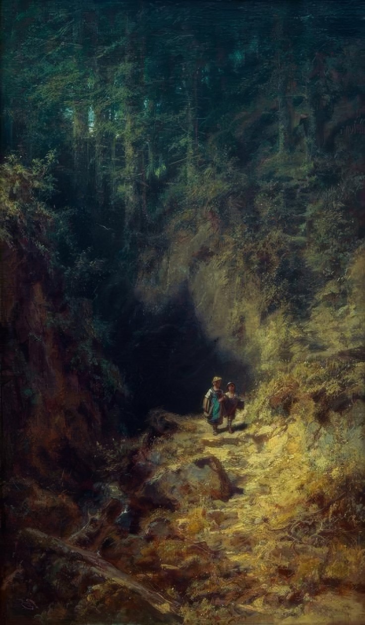 Dzieci w wieku szkolnym w lesie autorstwa Carl Spitzweg