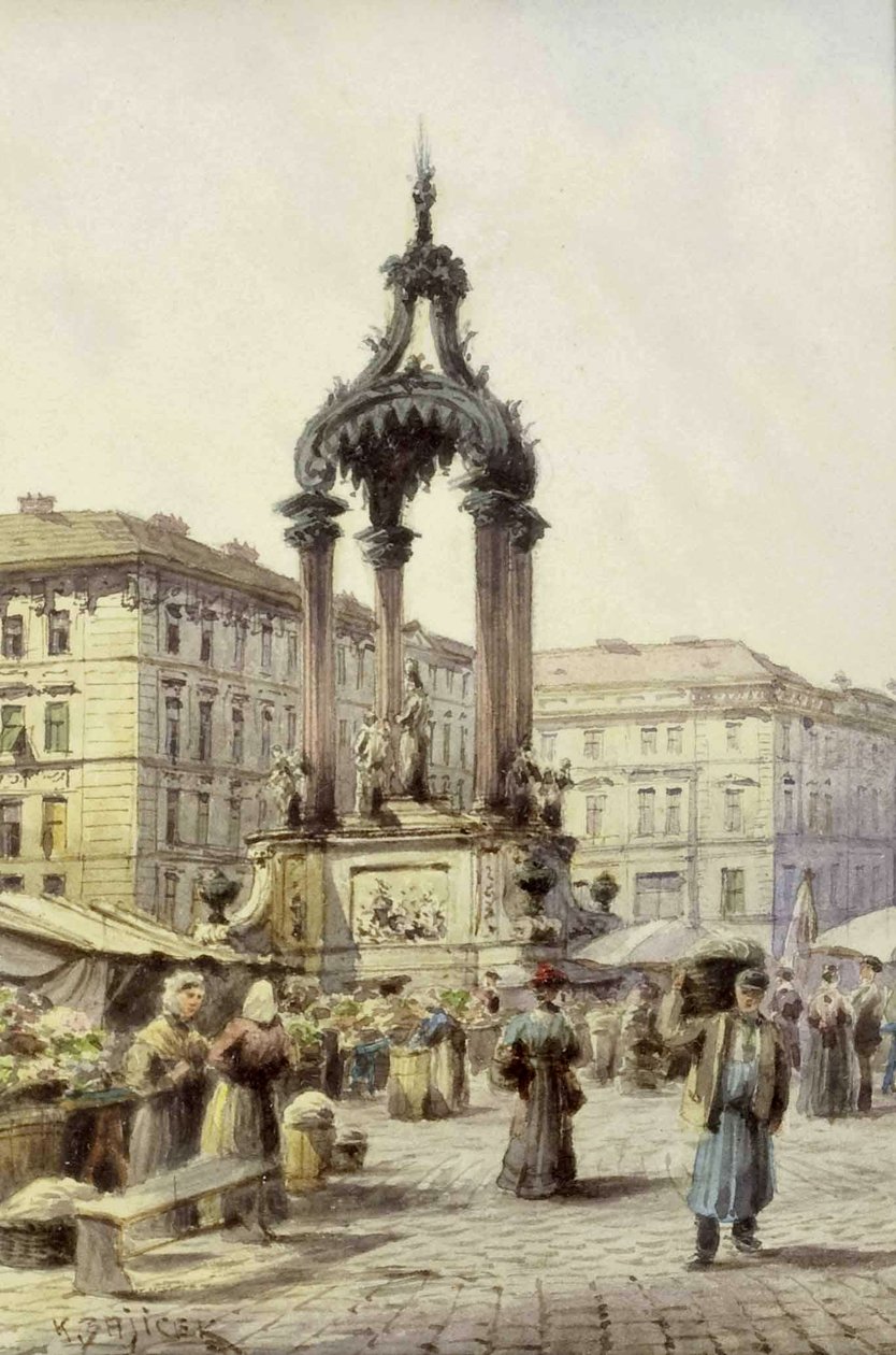 Zgiełk na Hoher Markt w Wiedniu autorstwa Carl Wenzel Zajicek