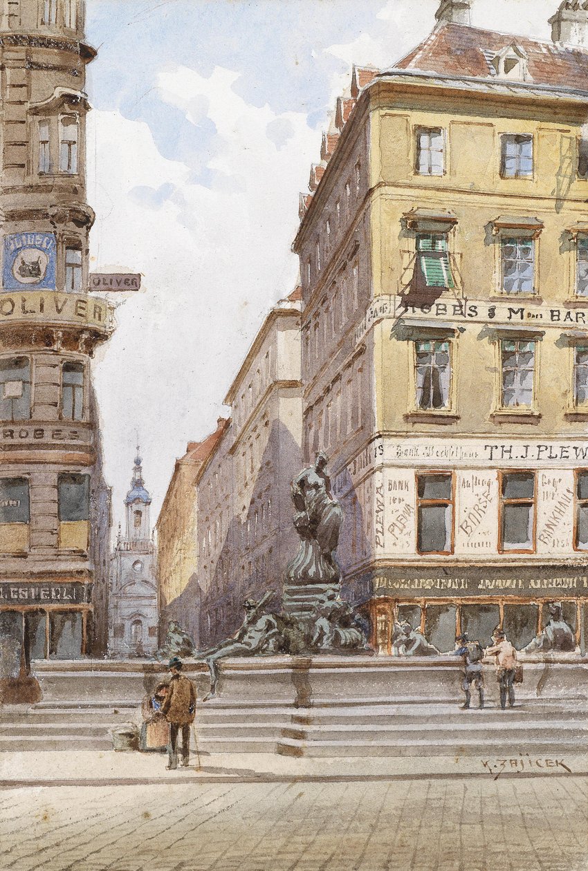 Wiedeń, Donnerbrunnen na Neuer Markt autorstwa Carl Wenzel Zajicek