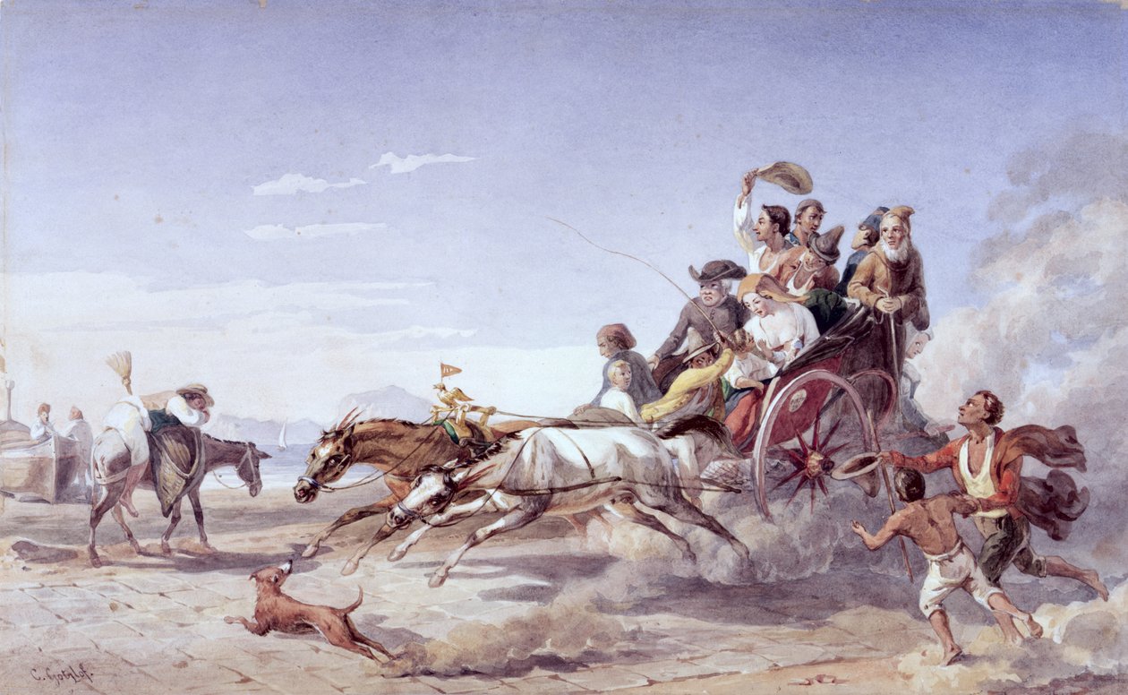 Szalony barok neapolitański, 1828 (wc, ołówek na papierze welinowym) autorstwa Carl Wilhelm Goetzloff