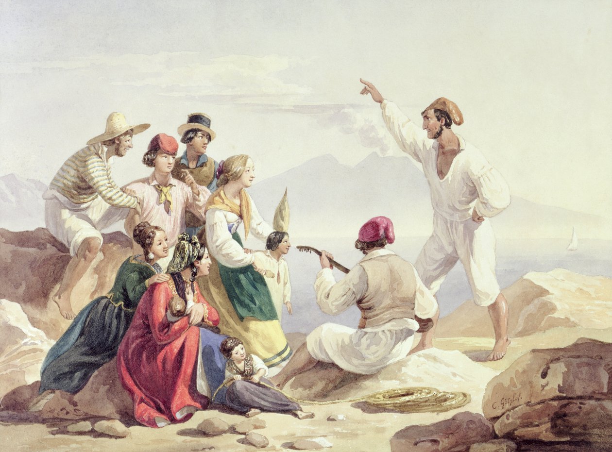 Grupa w stroju neapolitańskim, ok. 1827 r. autorstwa Carl Wilhelm Goetzloff