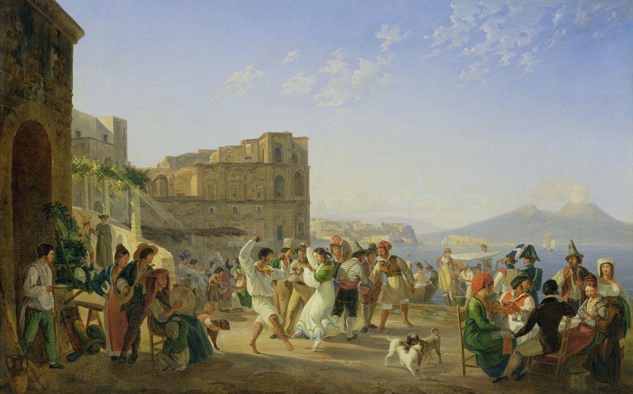 Taniec włoski, Neapol, 1836 autorstwa Carl Wilhelm Goetzloff