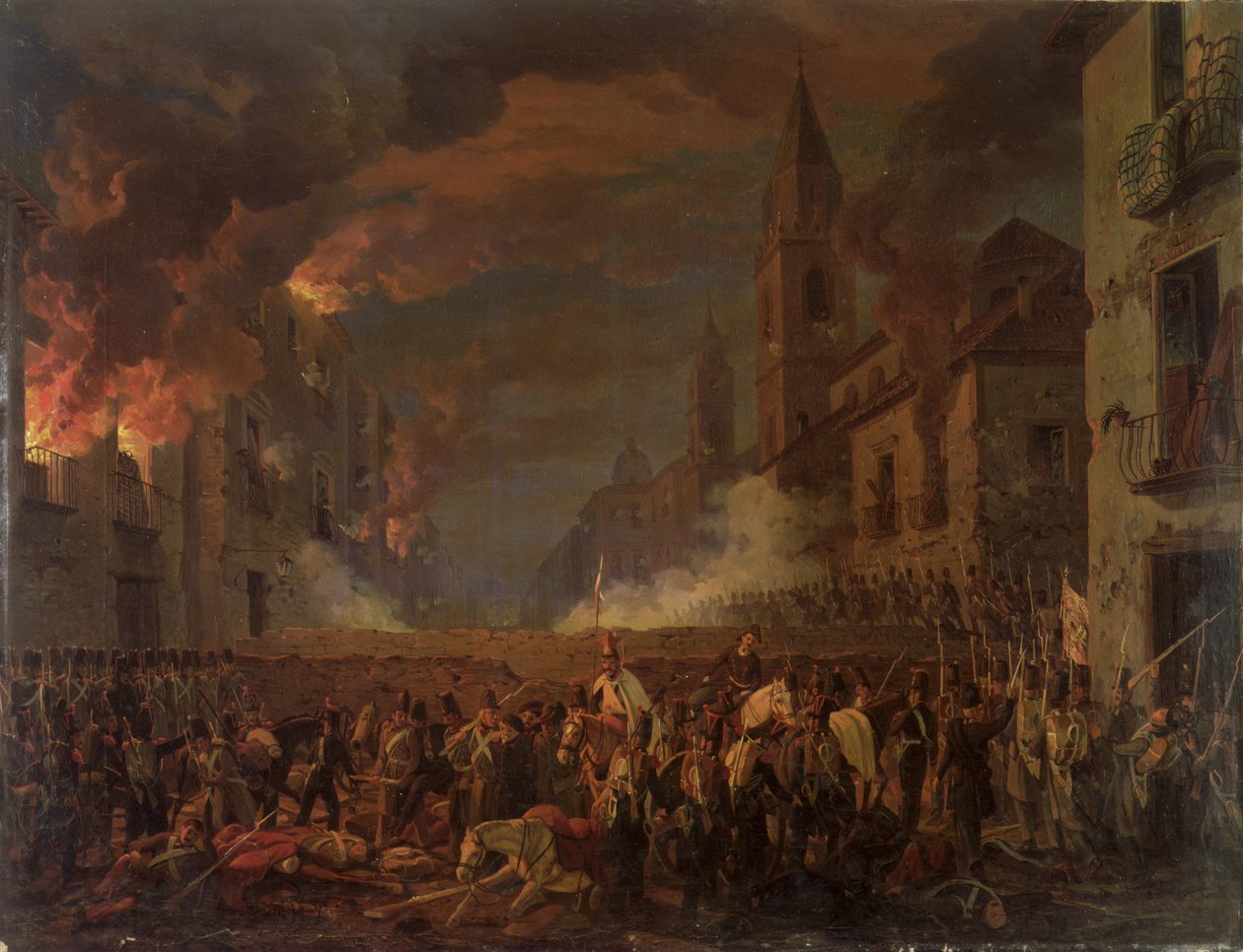 Zdobycie Katanii przez 4 pułk berneński w nocy z 5 na 6 kwietnia 1849 r. autorstwa Carl Wilhelm Goetzloff