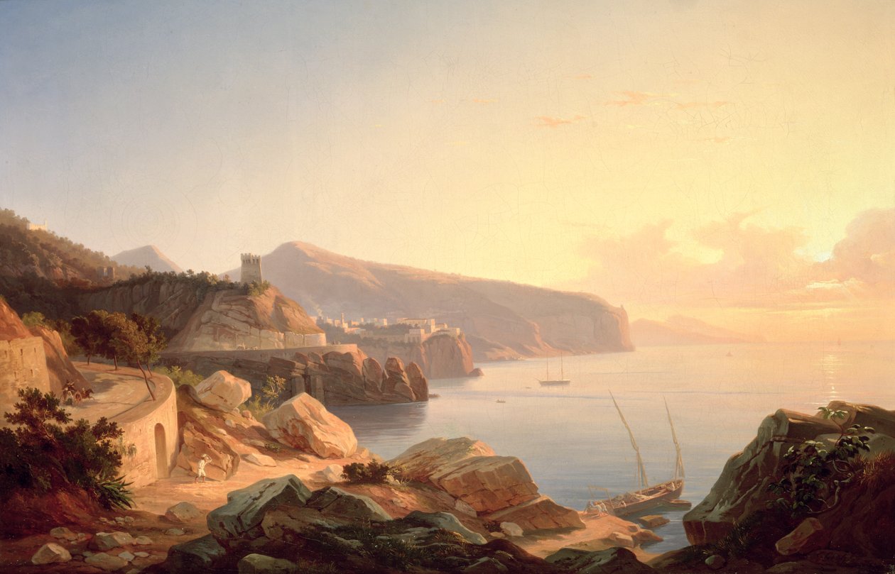 Zatoka Sorrento, niedaleko Vico, ok.1855 autorstwa Carl Wilhelm Goetzloff