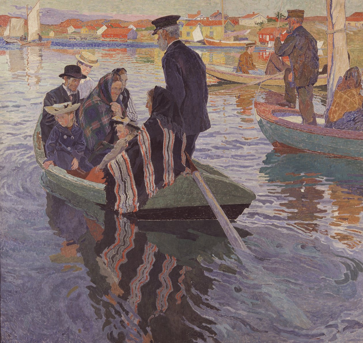 Odwiedzający kościół w łodzi autorstwa Carl Wilhelm Wilhelmson