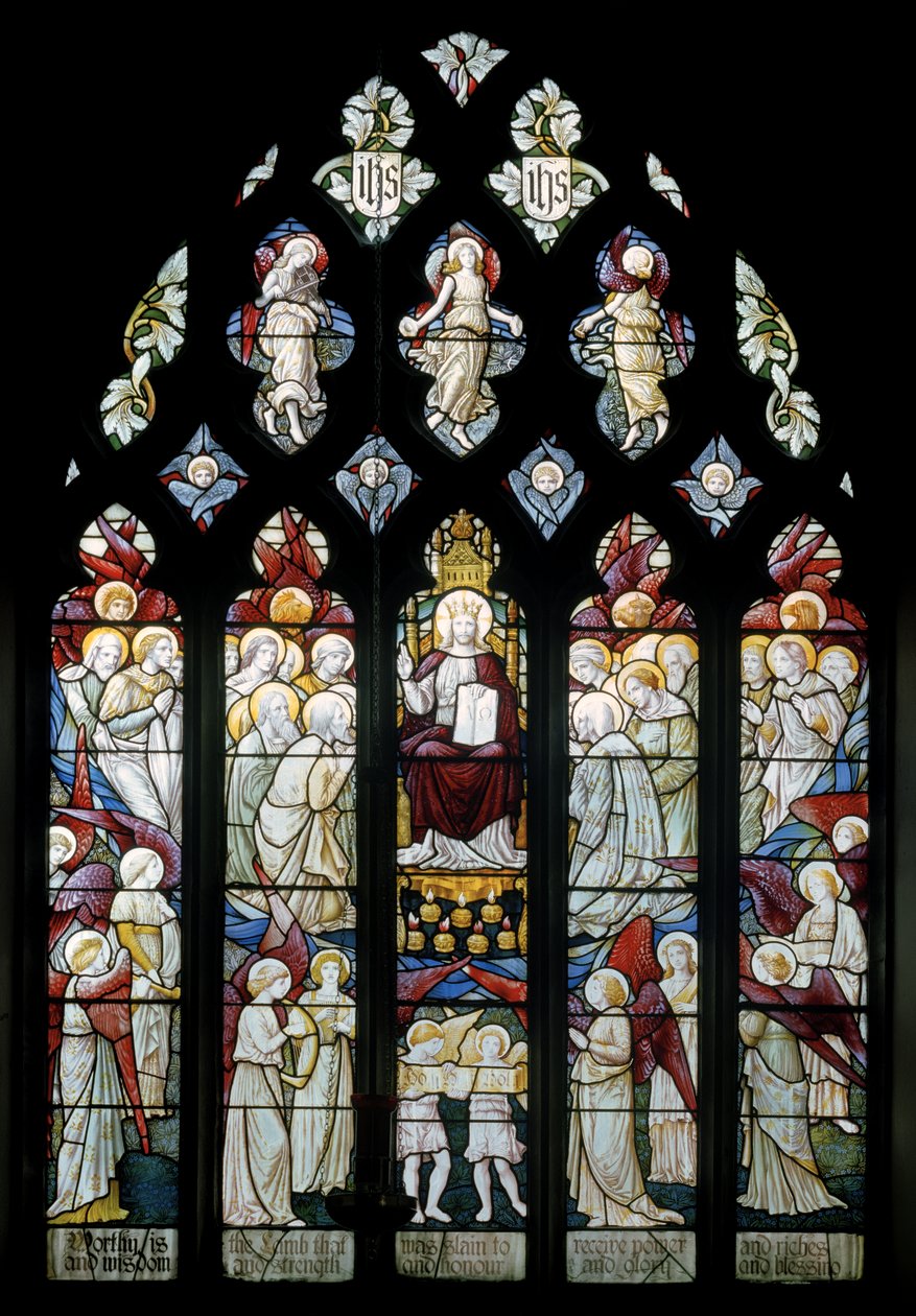 Latchford, Christchurch, Shrigley & Hunt (1873-1982), Carl Almquist, Chrystus w chwale czczony przez anioły, 1887 autorstwa Carl Almquist