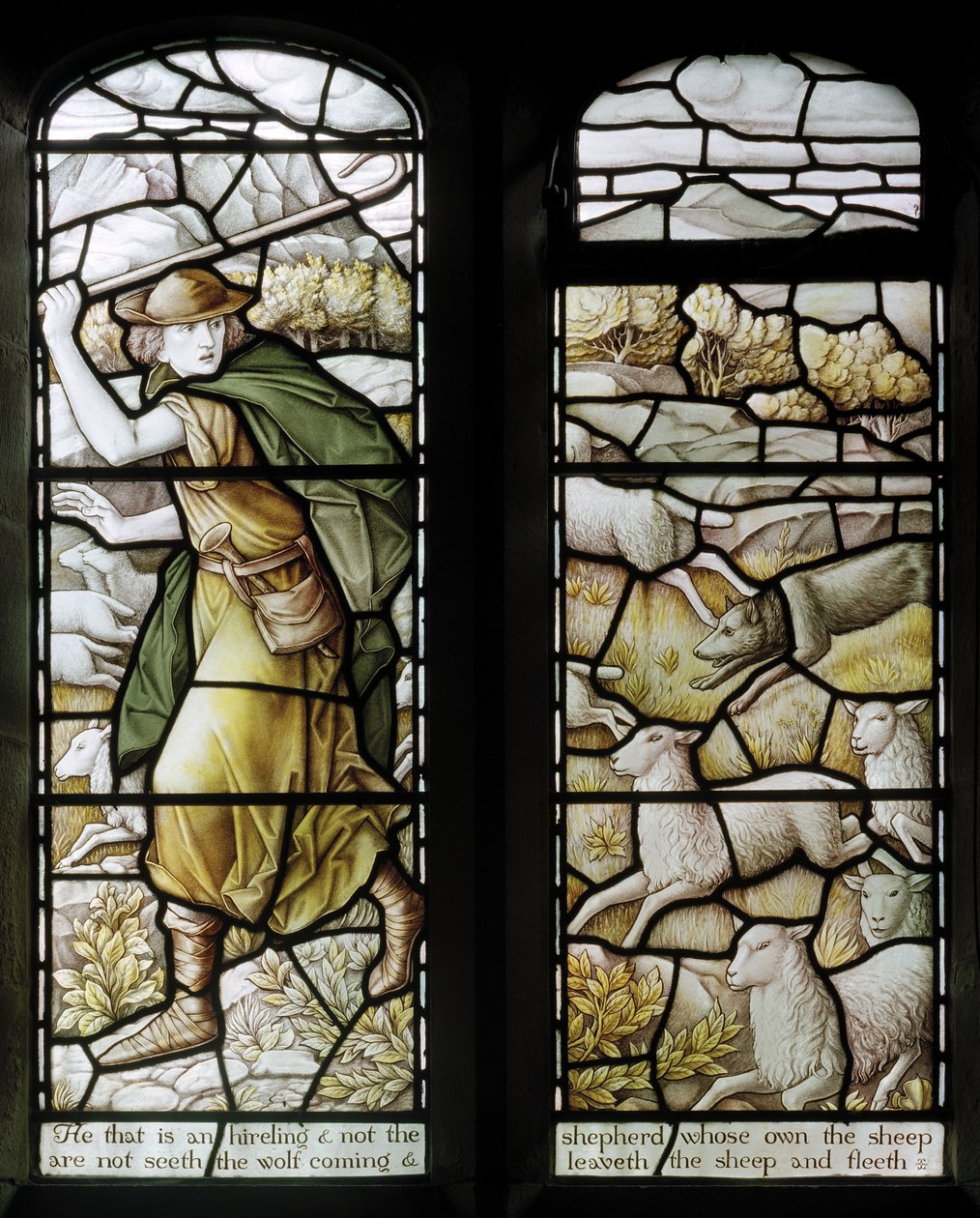 Over Wyresdale, Christ Church, Shrigley & Hunt (1873-1982), Carl Almquist, The Shepherds Church, Pasterz, Owce, 18 autorstwa Carl Almquist