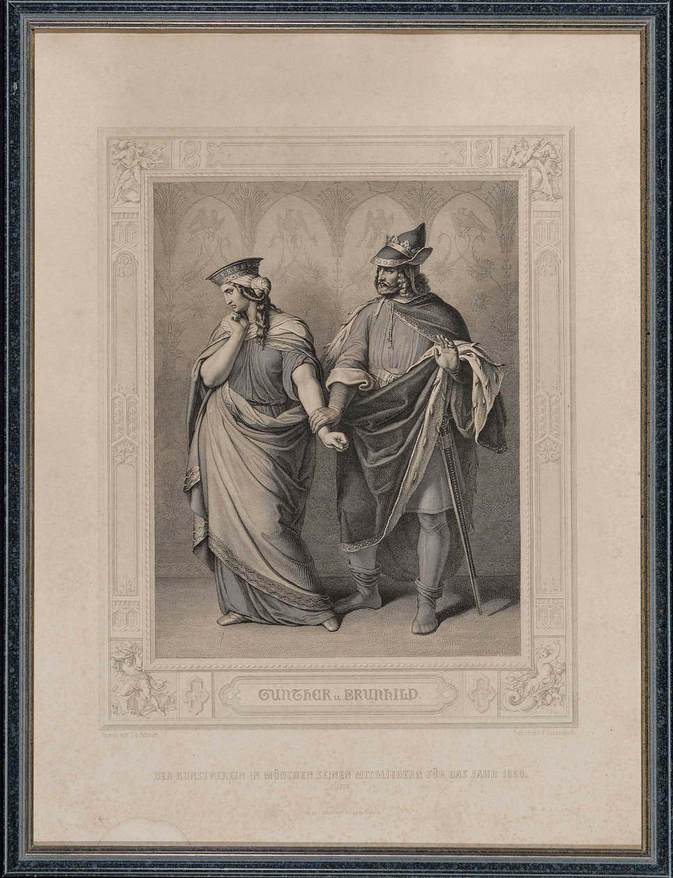 O Nibelungach. Gunther i Brunhilda, 1860. autorstwa Carl Arnold Gonzenbach