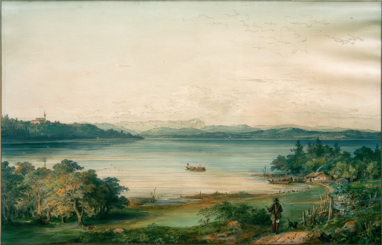 Ammersee widziane z zamku Ried autorstwa Carl August Lebschee