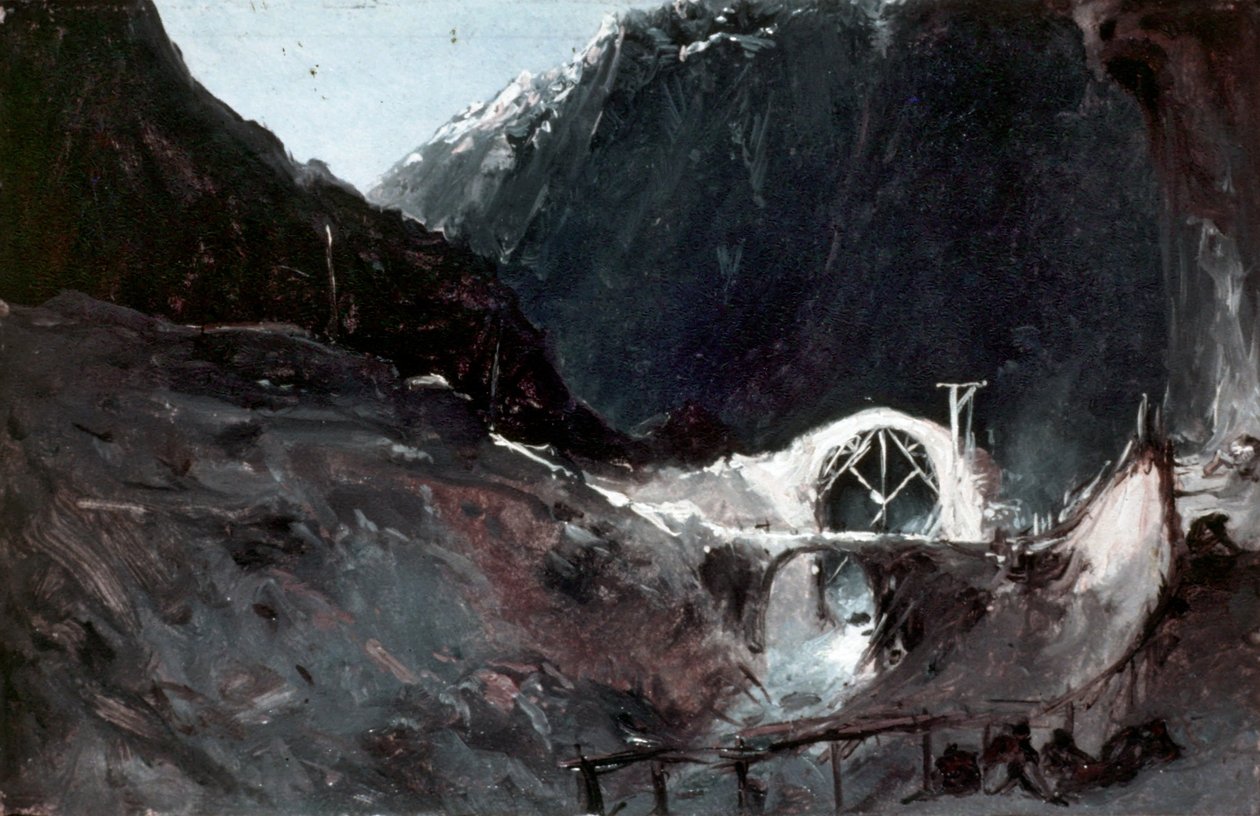 Niemiecki: Bau der Teufelsbrücke Budowa diabelskiego mostu autorstwa Carl Blechen