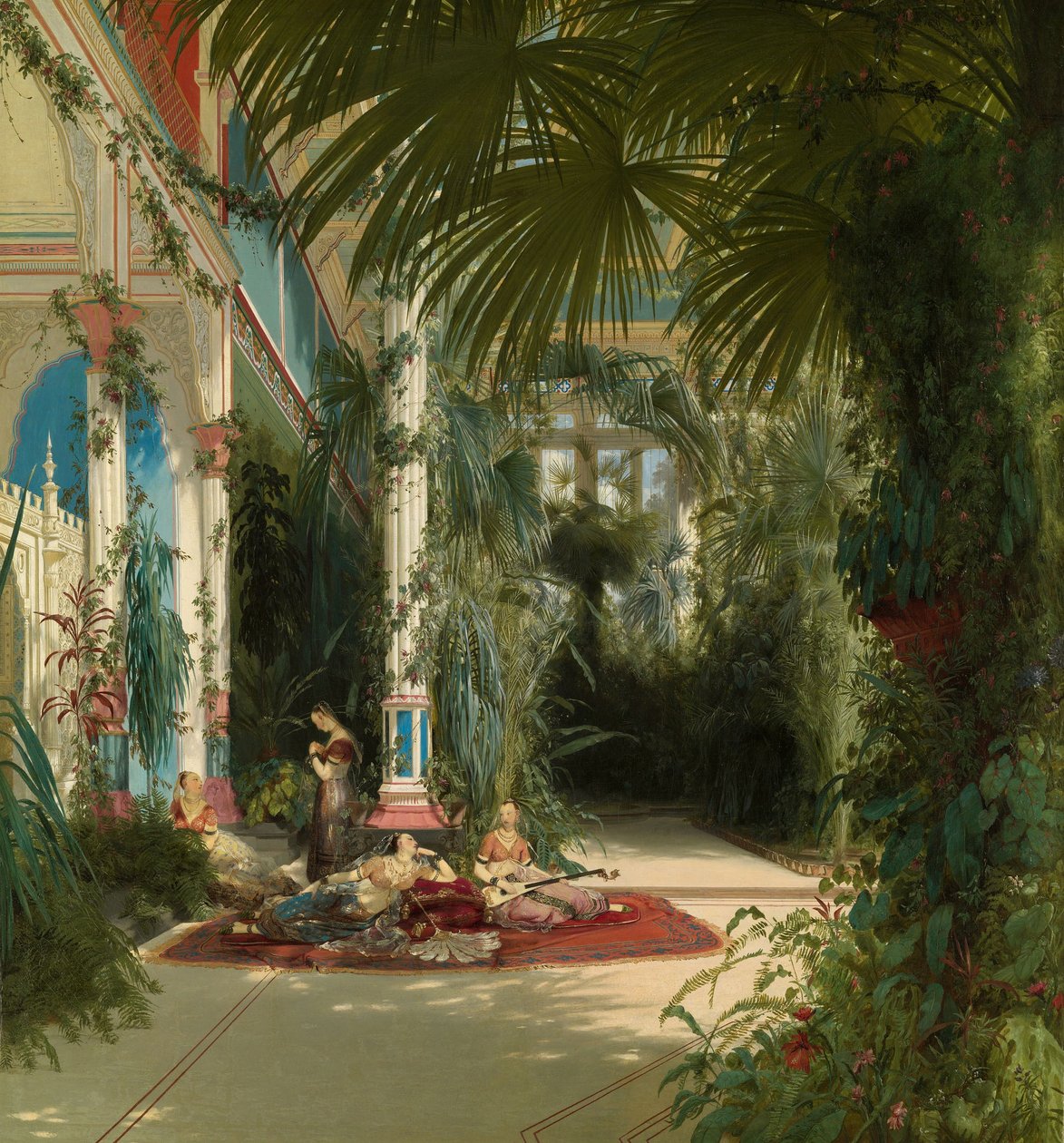 niemiecki: Das Innere des Palmenhauses auf der Pfaueninsel bei Potsdam Wnętrze Palmiarni na Pfaueninsel w pobliżu Poczdamu autorstwa Carl Blechen