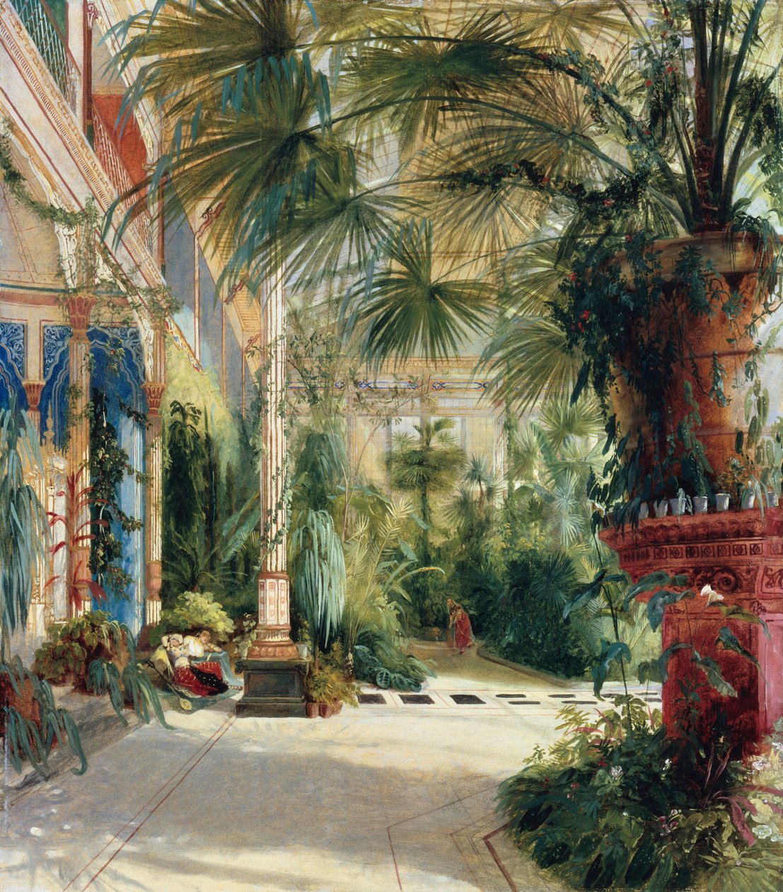 niemiecki: Das Innere des Palmenhaus auf der Pfaueninsel Wnętrze palmiarni autorstwa Carl Blechen