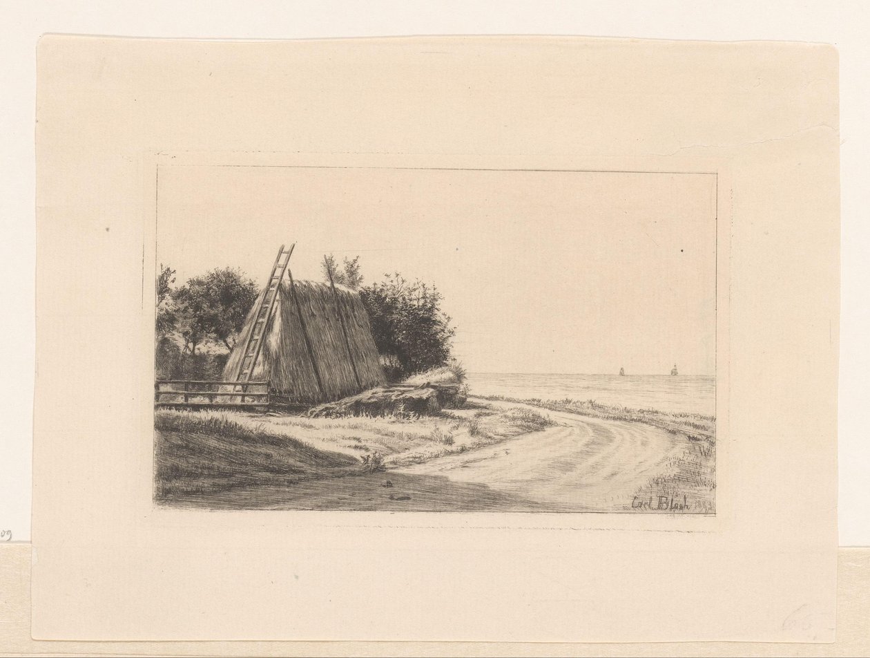 Stóg siana na wiejskiej drodze autorstwa Carl Bloch