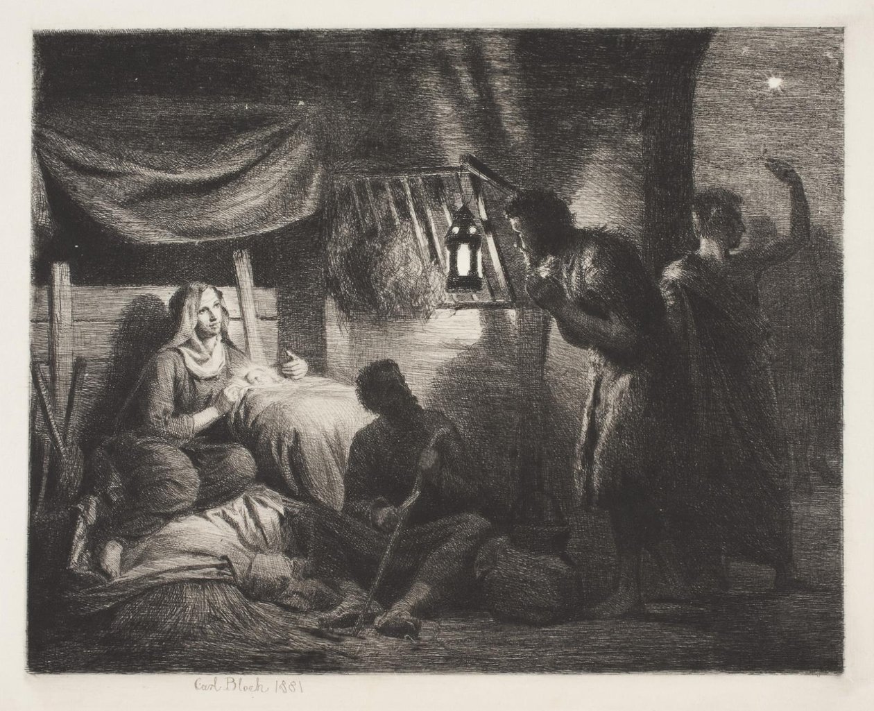 Adoracja pasterzy autorstwa Carl Bloch