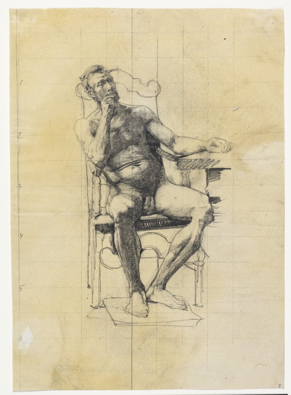 Męska figura modelu. Studium do postaci Fryderyka III na portrecie uniwersyteckim 1887-89 autorstwa Carl Bloch