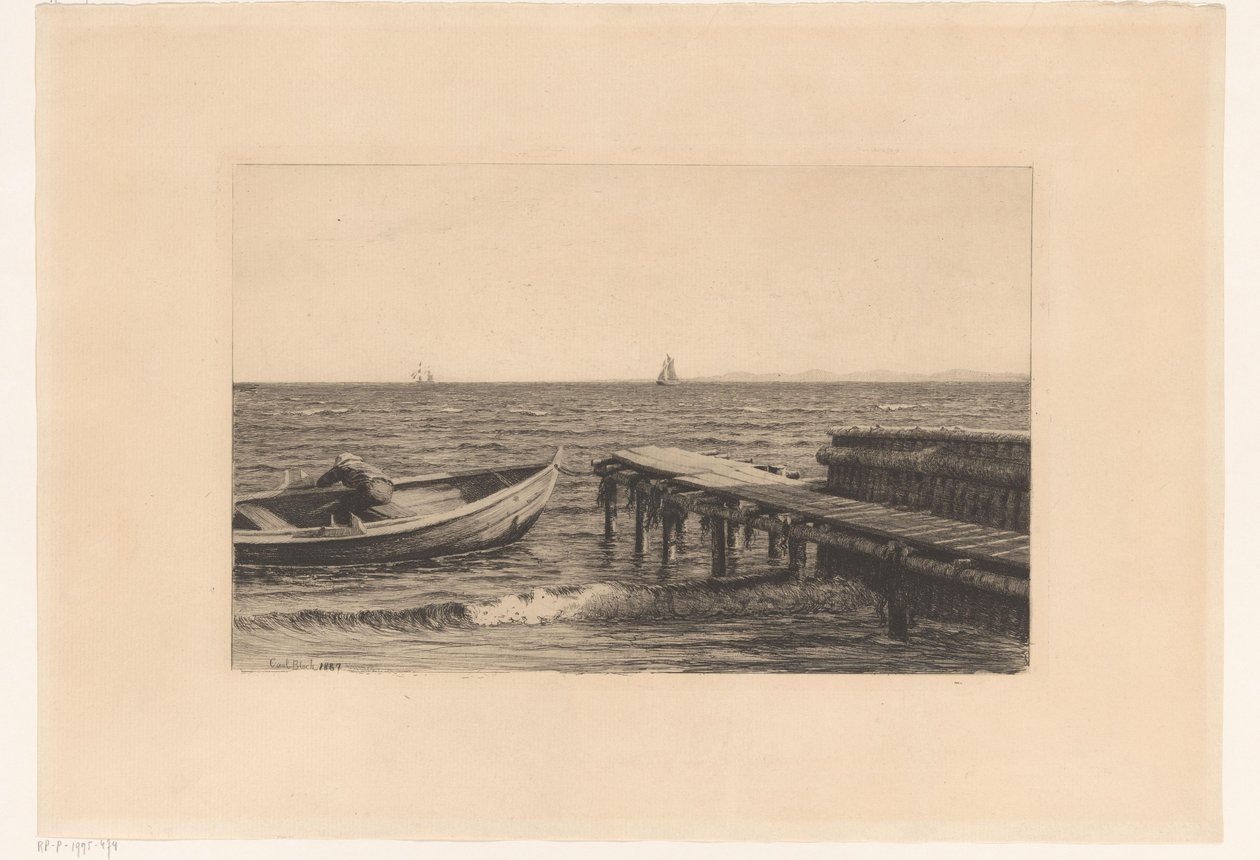 Łódź wiosłowa na molo autorstwa Carl Bloch