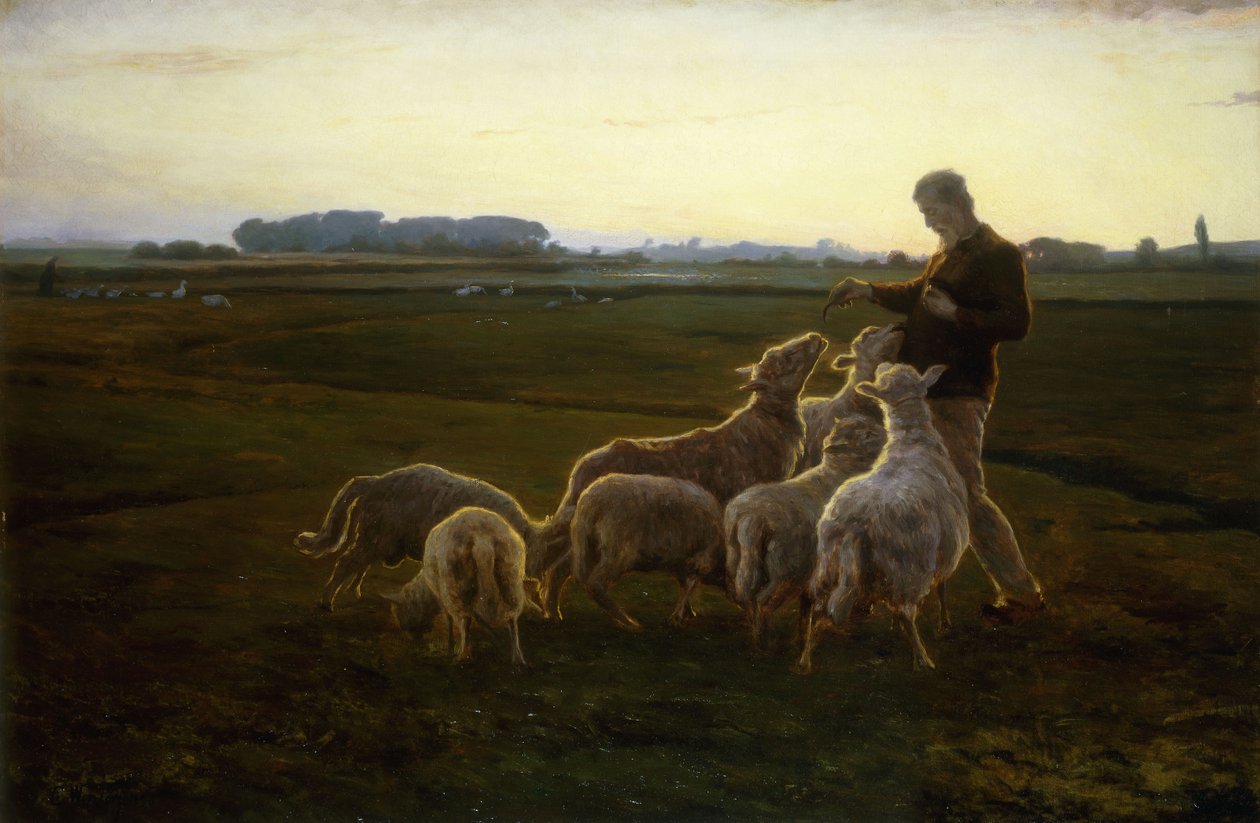 Pasterz i jego owca z gęsiami, 1896 autorstwa Carl Christian Ferdinand Wentorf
