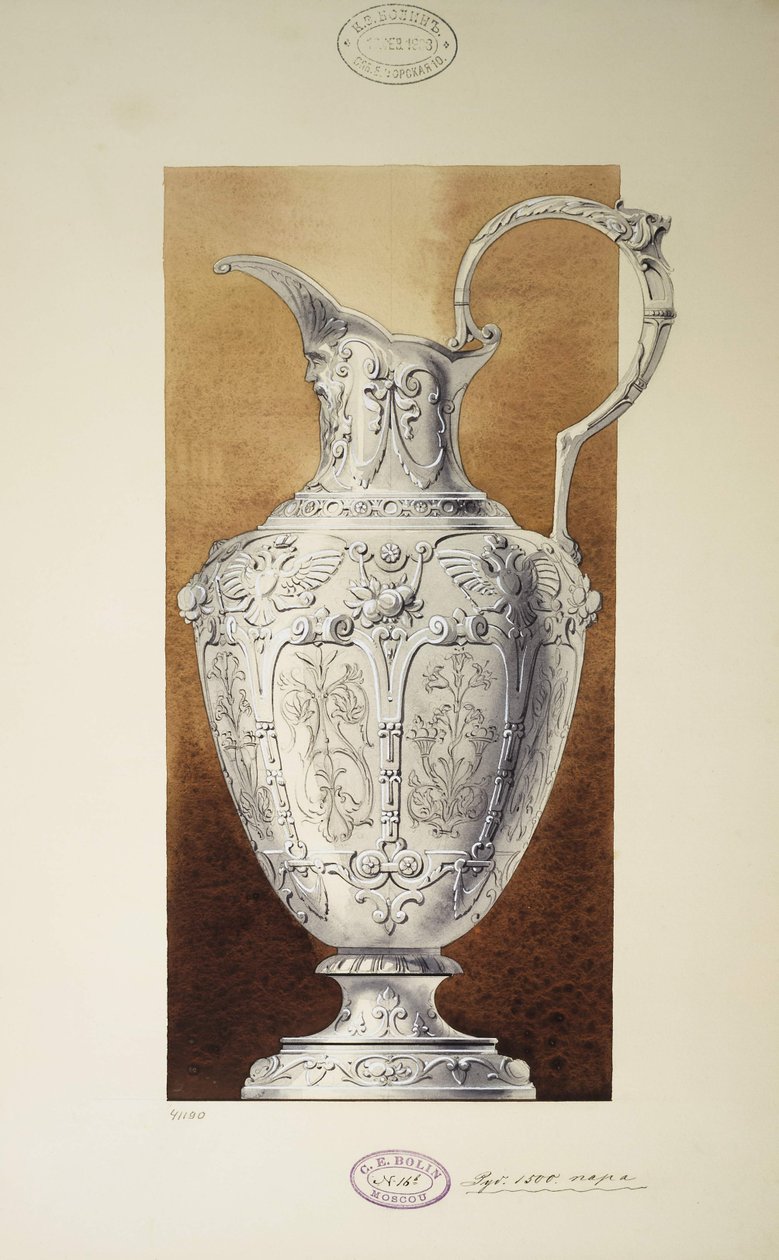 Projekt dzbanka. Seria Posag Wielkiej Księżnej Marii Pawłownej, 1907-1908 autorstwa Carl Edvard Bolin company
