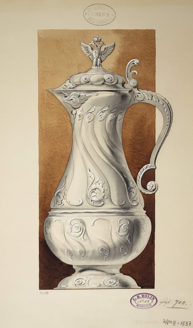 Projekt dzbanka na wino. Seria Posag Wielkiej Księżnej Marii Pawłownej, 1907-1908 autorstwa Carl Edvard Bolin company