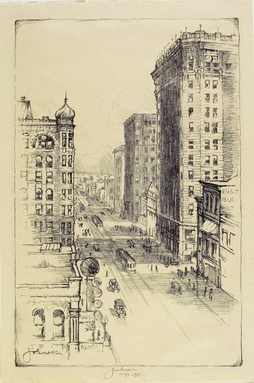 Hennepin Avenue poniżej Szóstej Ulicy autorstwa Carl Edward Johnson