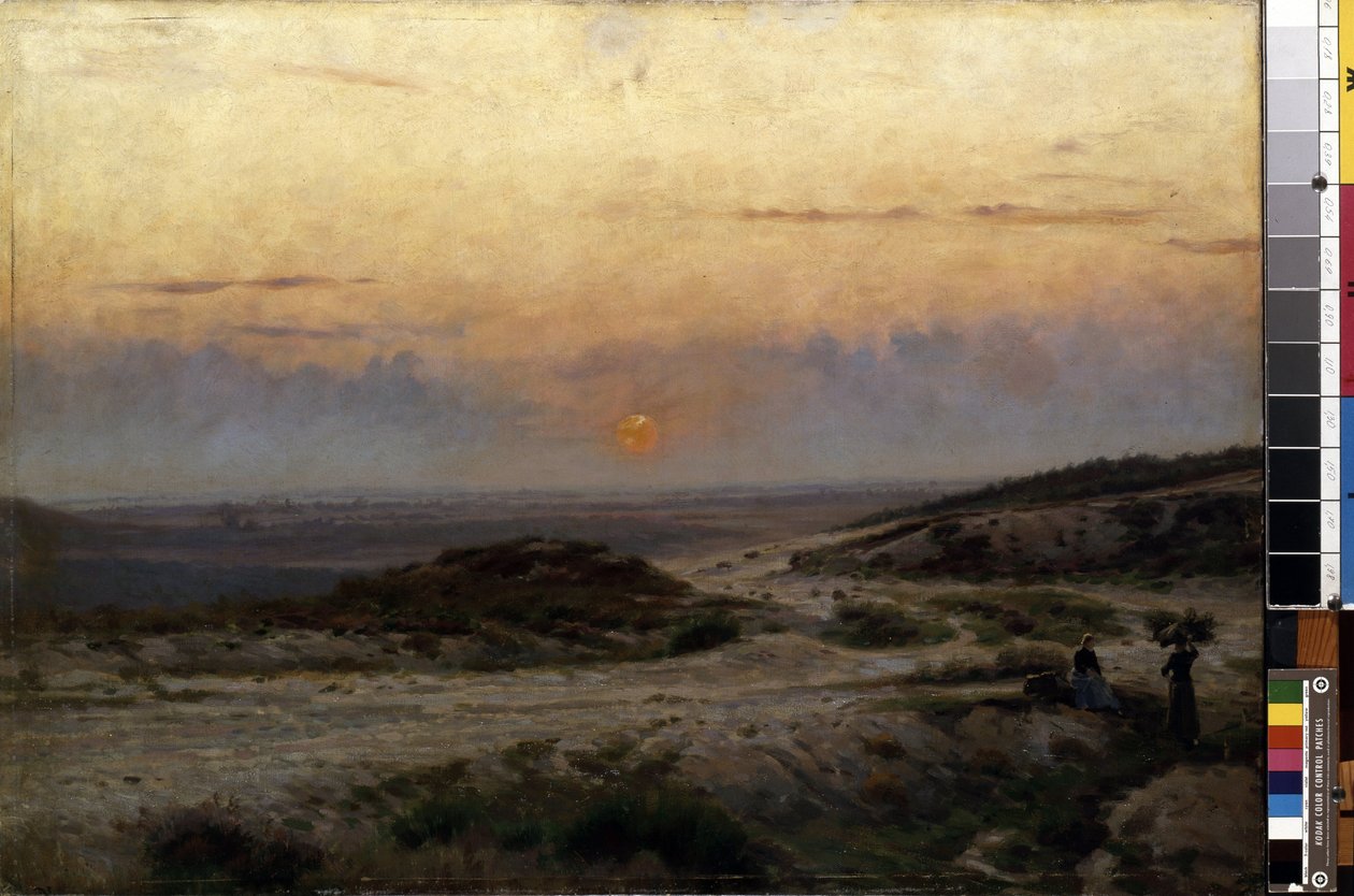 Zachód słońca. Obraz Carla Emila Lunda (1855-1928). Olej na płótnie. Rozmiar: 70x99,5cm. Muzeum Sztuk Pięknych Mikalojus Konstantinas Ciurlionis, Kowno, Litwa autorstwa Carl Emil Lund