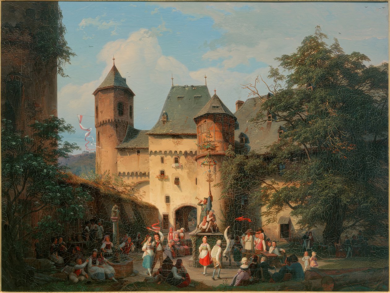 Scena festiwalowa na dziedzińcu zamku autorstwa Carl Engel von Rabenau