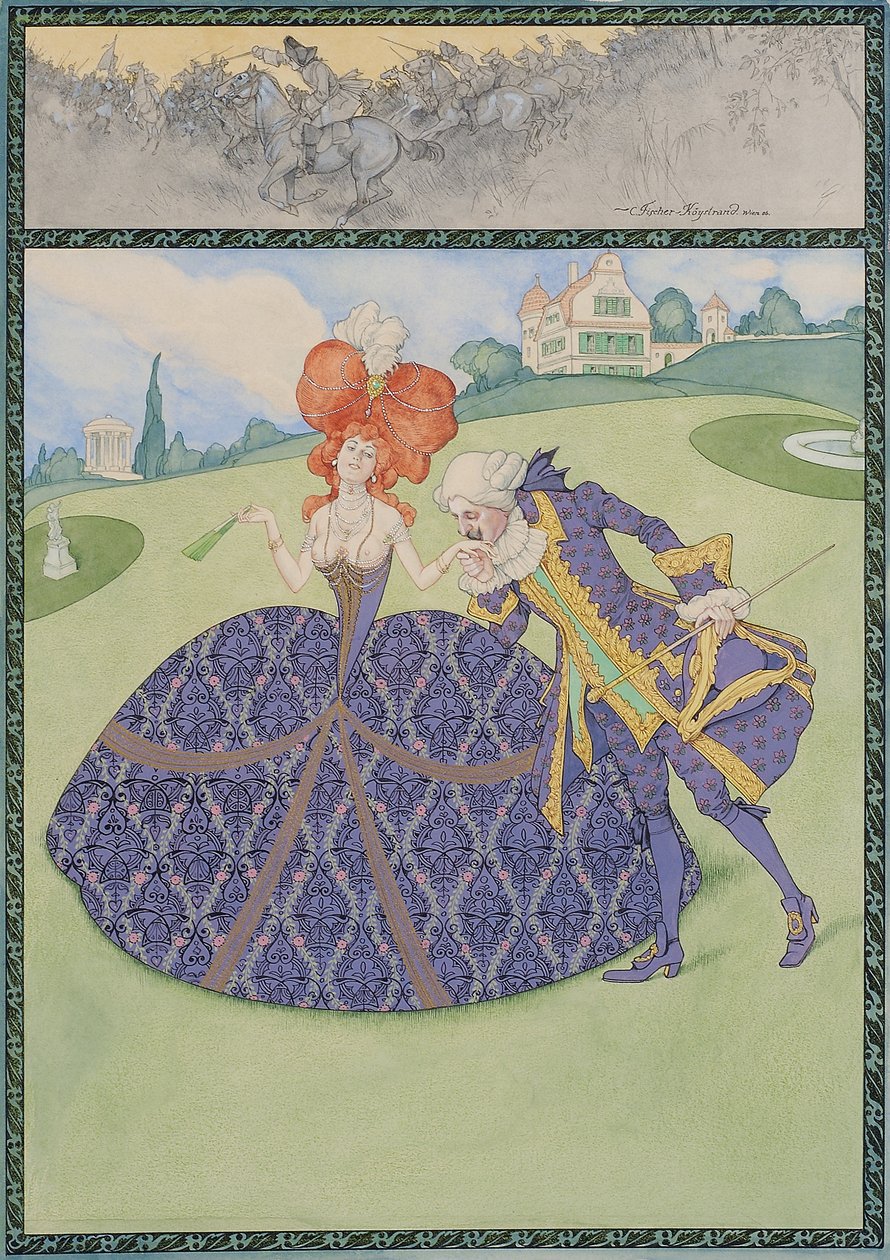 Elegancki Paar im Garten („Servir le roi – serwuj les dames”) autorstwa Carl Fischer Köystrand