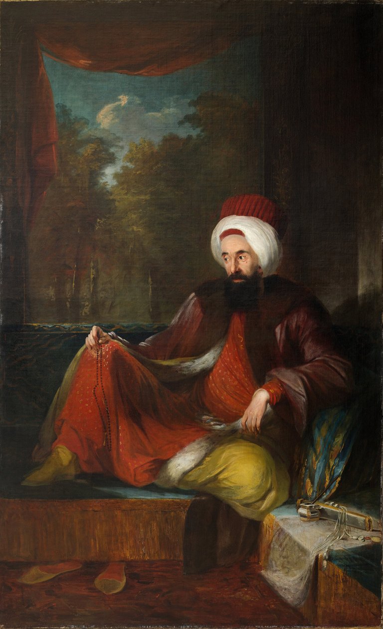 ""Portret of Yusuf Agah Efendi (1744-1824)"" Obraz Carla Frederika von Breda (1759-1818) XVIII wiek Olej na płótnie Wym. 240x148 cm Muzeum Pera, Stambuł autorstwa Carl Frederick von Breda
