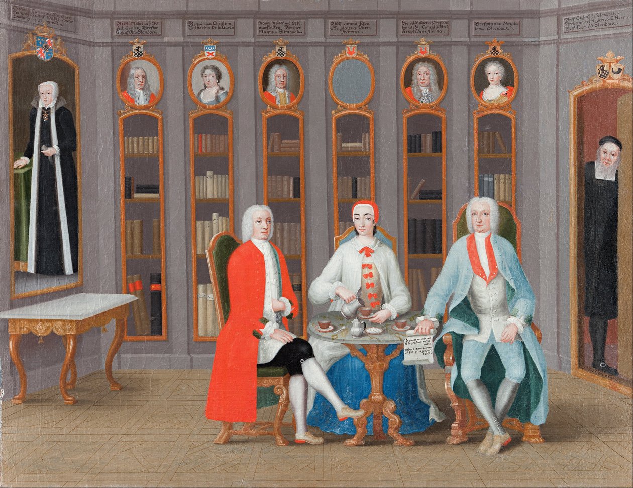 Rodzina Stenbock w swojej bibliotece w Rånäs, ok. 1740 autorstwa Carl Fredrik Svan