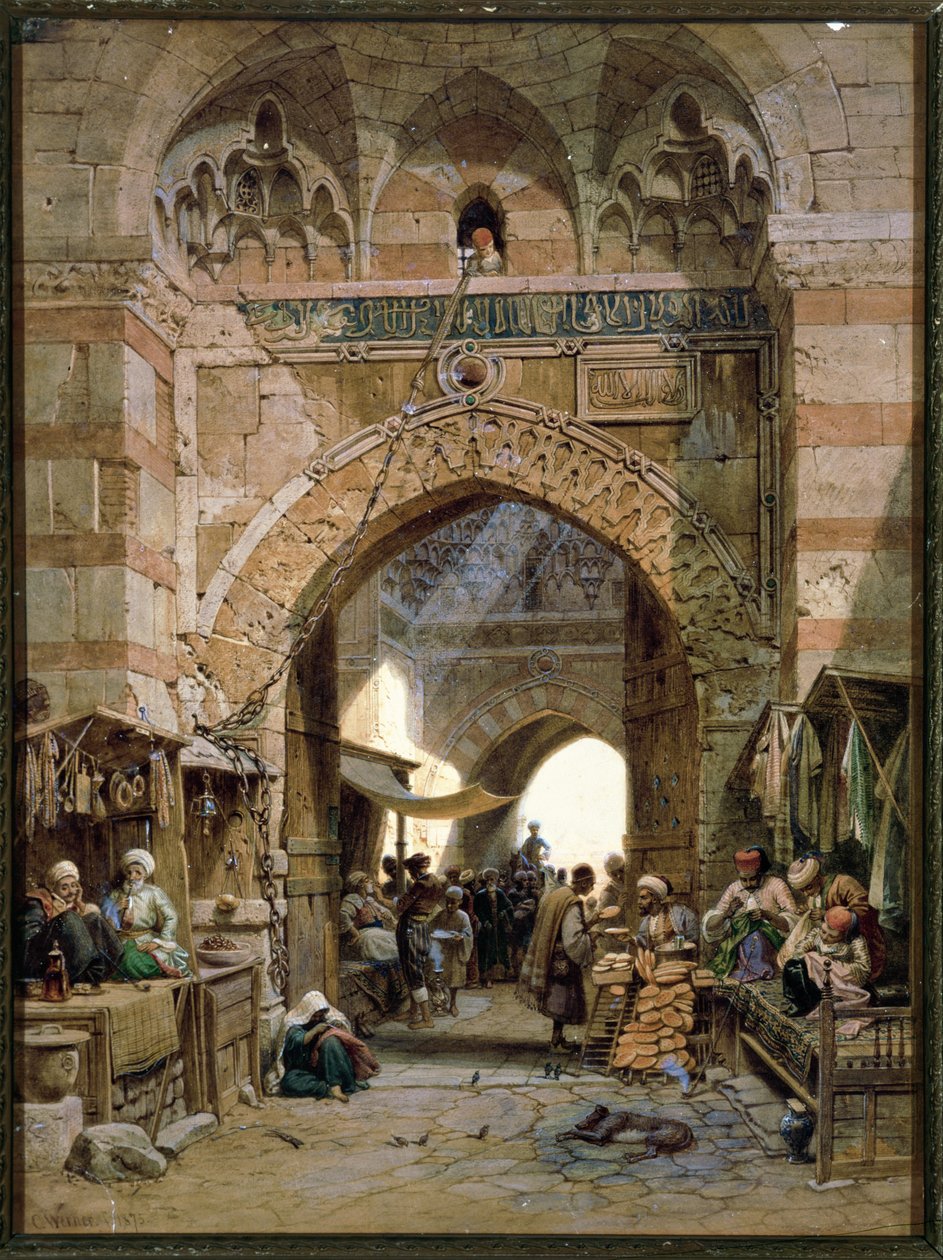 Scena na bazarze, 1875 (wc na papierze) autorstwa Carl Friedrich Heinrich Werner