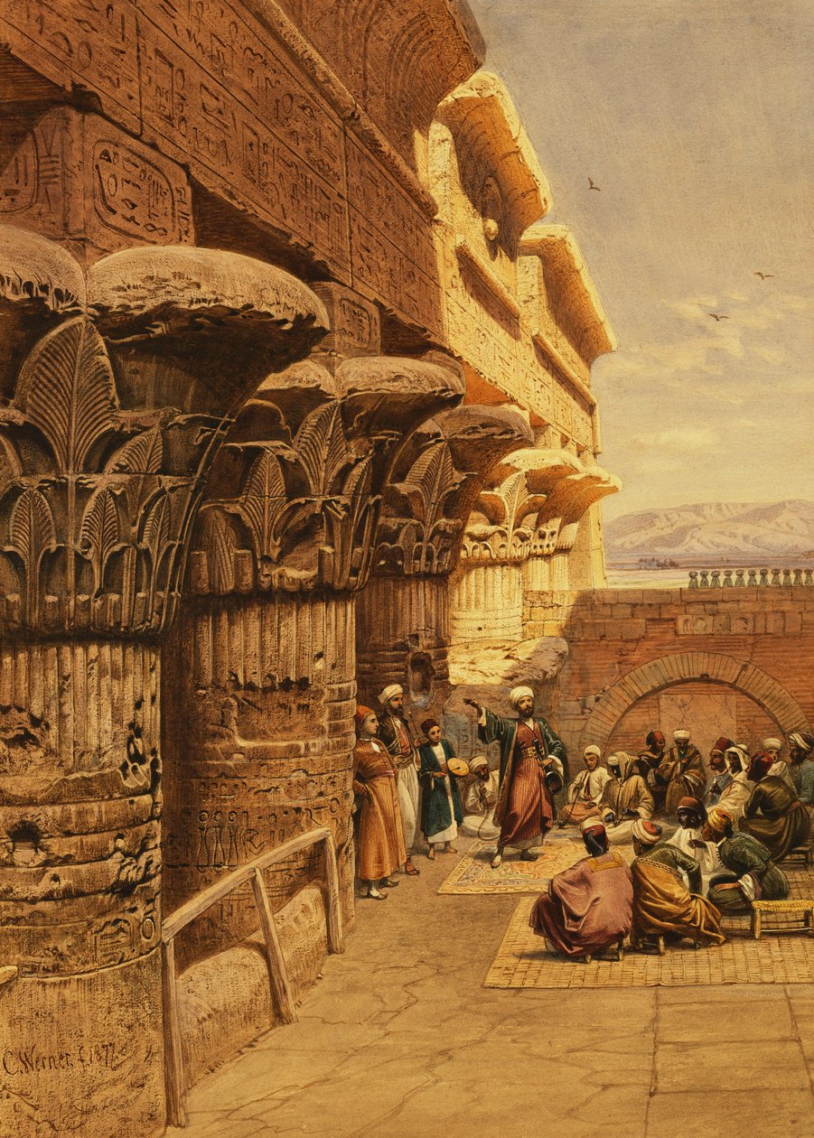 Muzycy w Philae, 1877 autorstwa Carl Friedrich Heinrich Werner