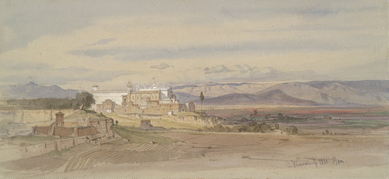 Pejzaż rzymski z San Giovanni in Laterano autorstwa Carl Friedrich Heinrich Werner